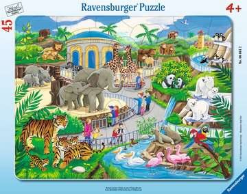 Rahmenpuzzle - Kinderpuzzle - Besuch im Zoo - 45 Teile