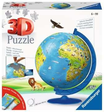 Puzzle, Kinderglobus in deutscher Sprache,108 Teile