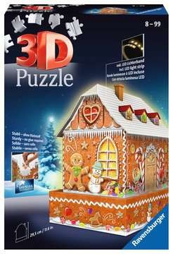 Puzzle :3D Lebkuchenhaus bei Nacht - 216 Teile