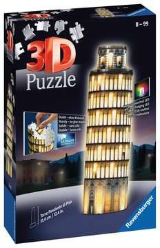 Puzzle - 3D Schiefer Turm von Pisa bei Nacht - leuchtet im Dunkeln