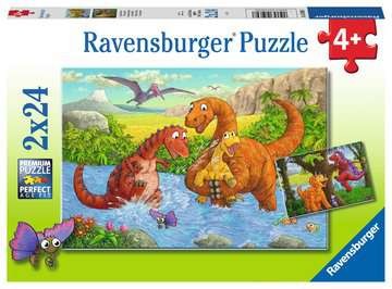 Kinderpuzzle - Spielende Dinos - 2x24 Teile