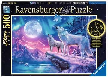 Puzzle - Wolf im Nordlicht - 500 Teile