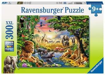 Kinderpuzzle - Abendsonne am Wasserloch - 300 Teile