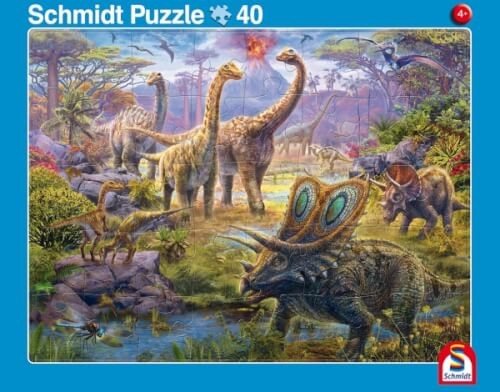 2er Set Rahmenpuzzles Giganten der Urzeit 24 Teile/Dinosaurierwelt 40 Teile