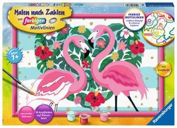 Malen nach Zahlen - Liebenswerte Flamingos