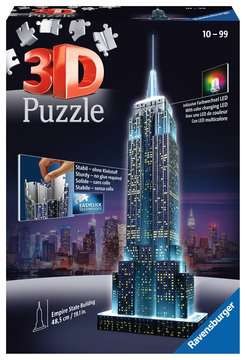 3D Puzzle Empire State Building bei Nacht - das berühmte Gebäude in New York - leuchtet im Dunkeln